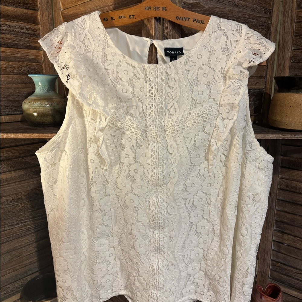 Torrid Cream Lace Blouse